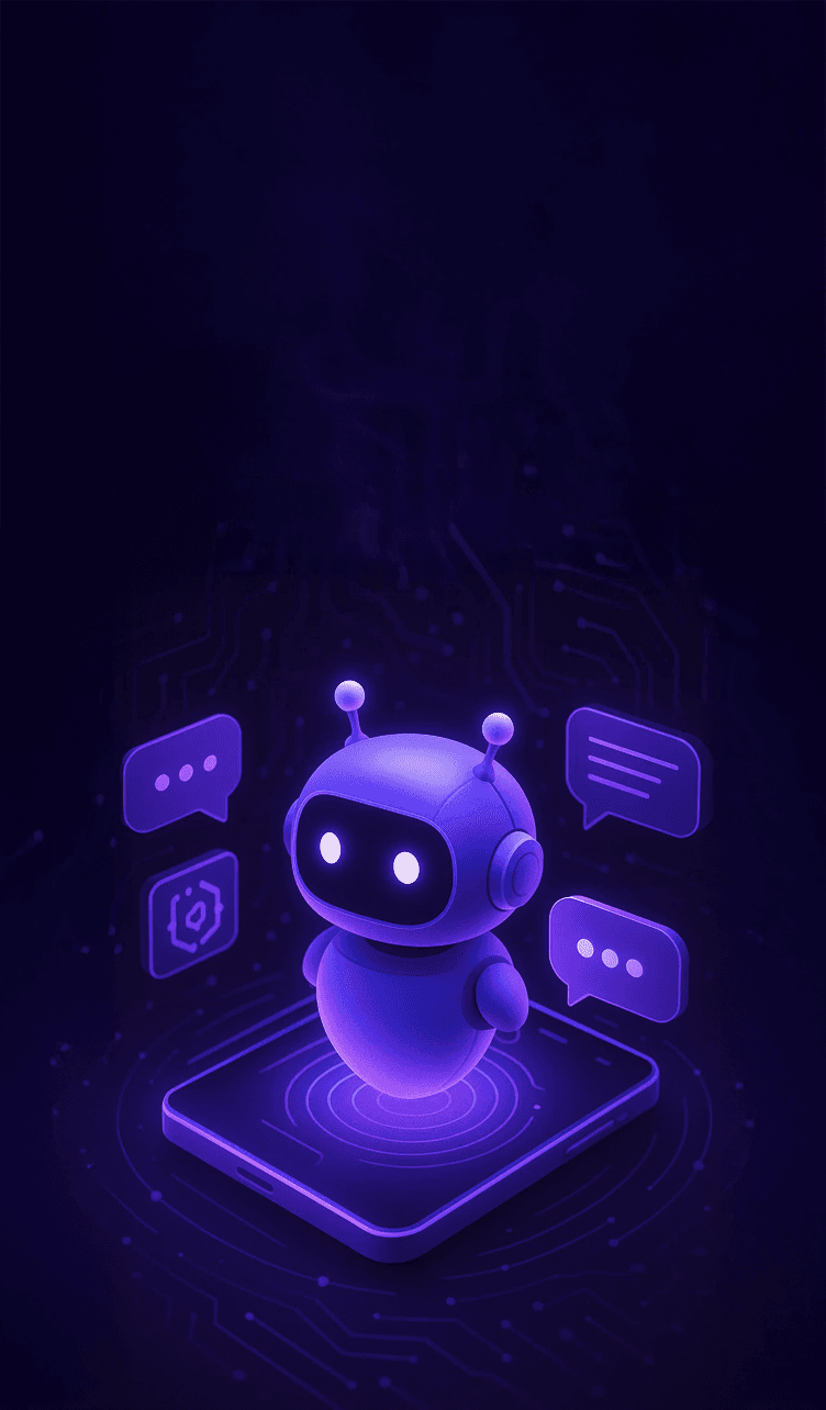 3D chatbot robot with speech bubbles representing AI Chatbot Development Services