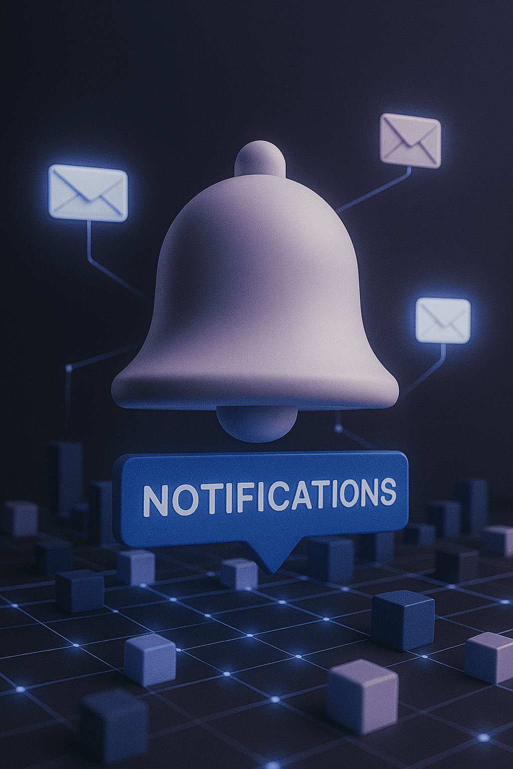 Bell icon with email notifications representing intelligent AI-driven notification system